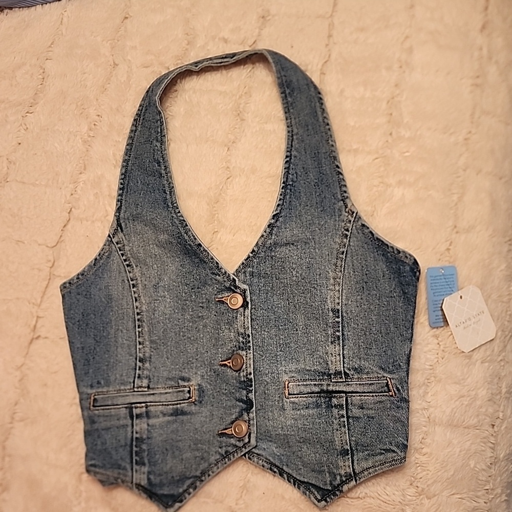 Altard state denim halter top
